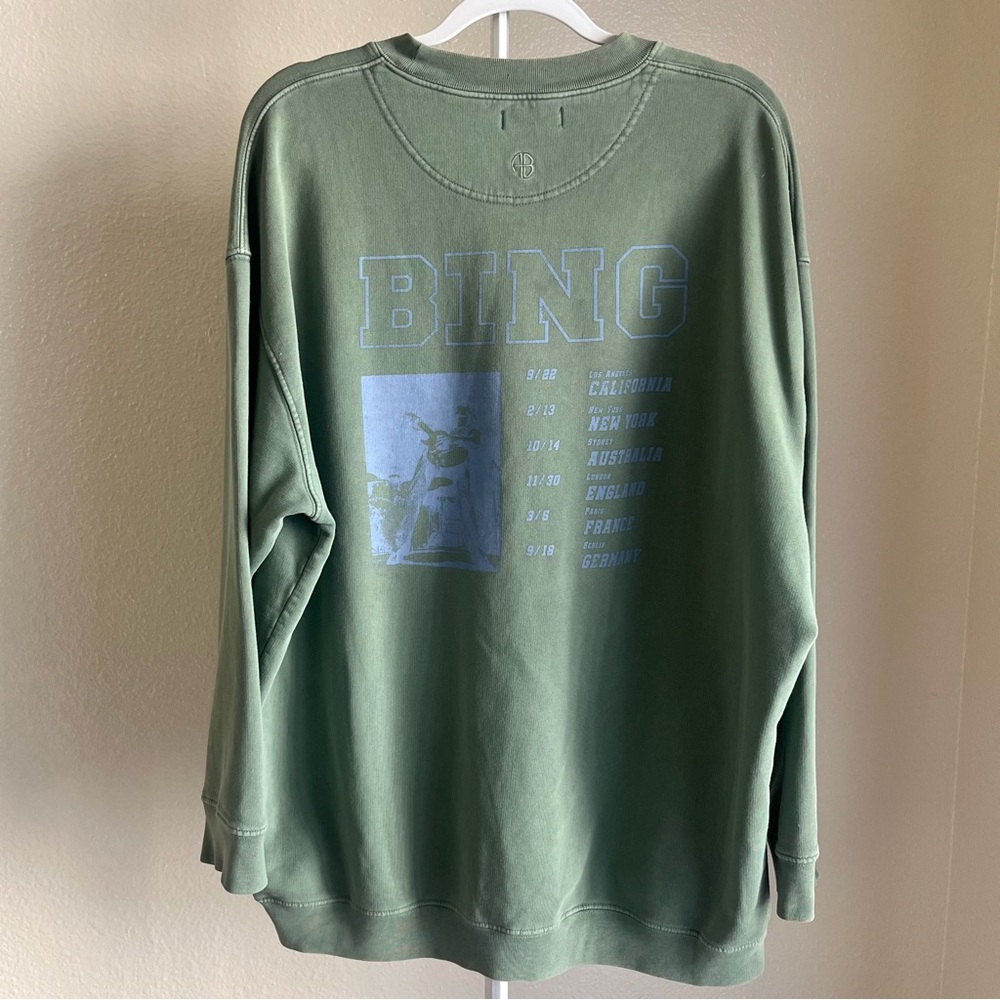 Anine Bing Cody Sweatshirt Bing Live in Green Size M - Picture 4 of 14
